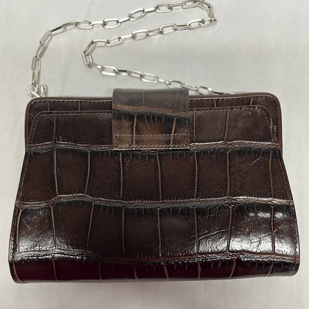 BRIGHTON SHEBA Rare Crocodile Petite MINI ORGANIZER Wallet Purse CrossBody BAG - Picture 4 of 7